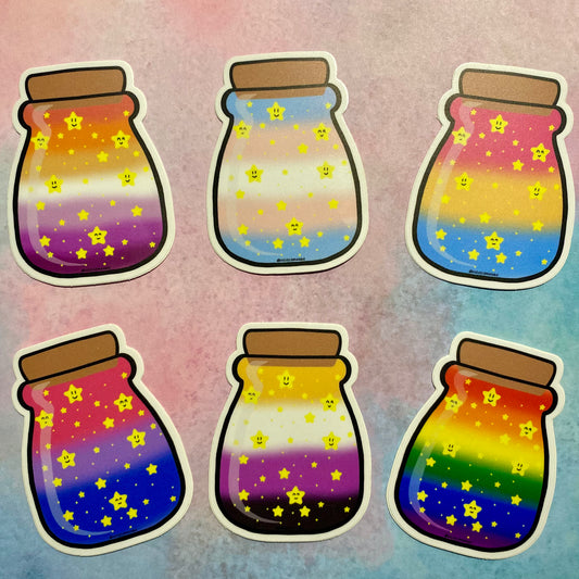 LGBTQ Lucky Star Jar Sticker