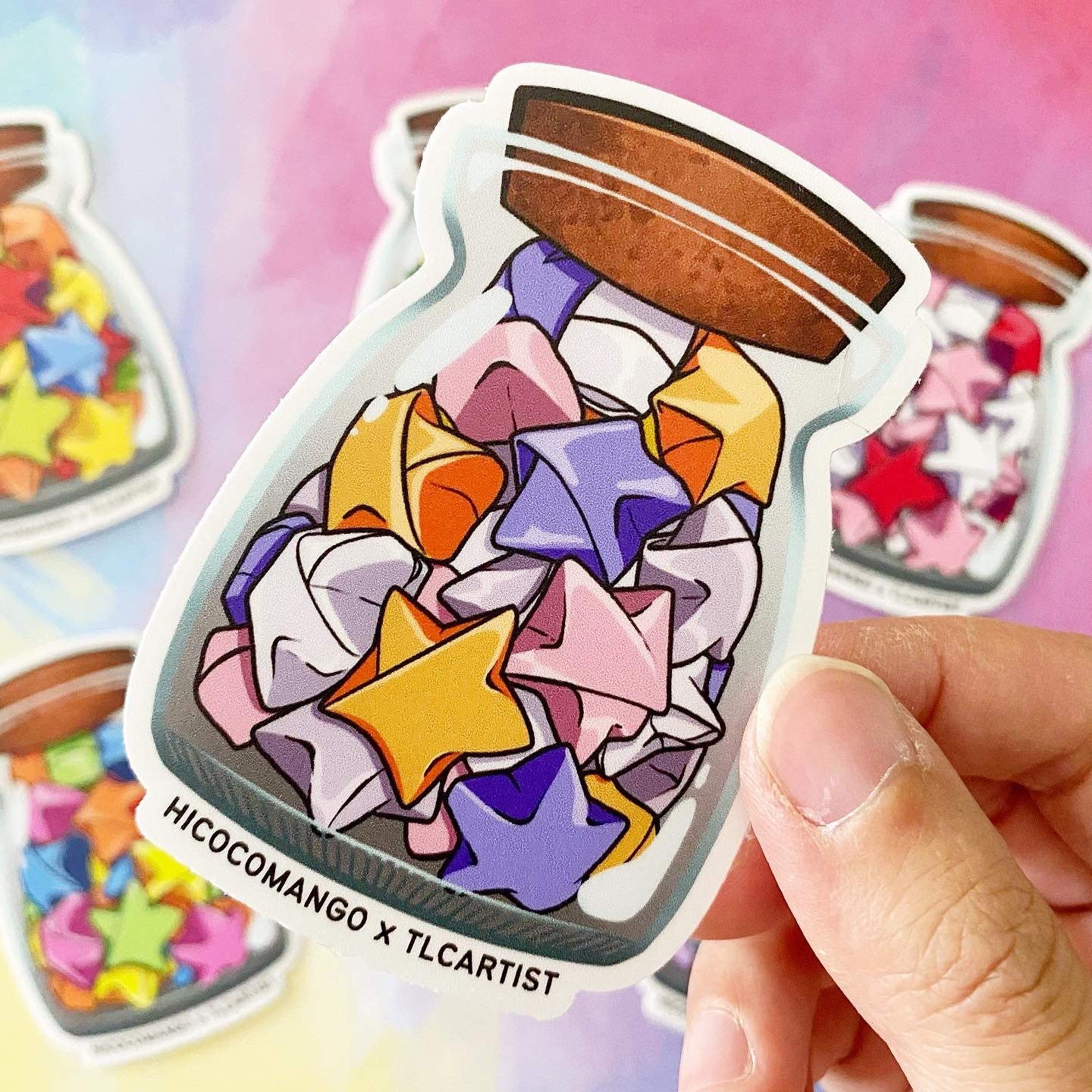 Origami Lucky Star Jar Sticker