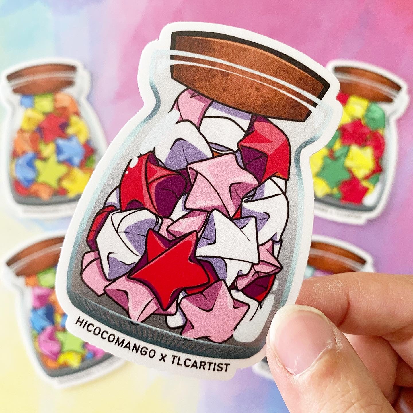 Origami Lucky Star Jar Sticker