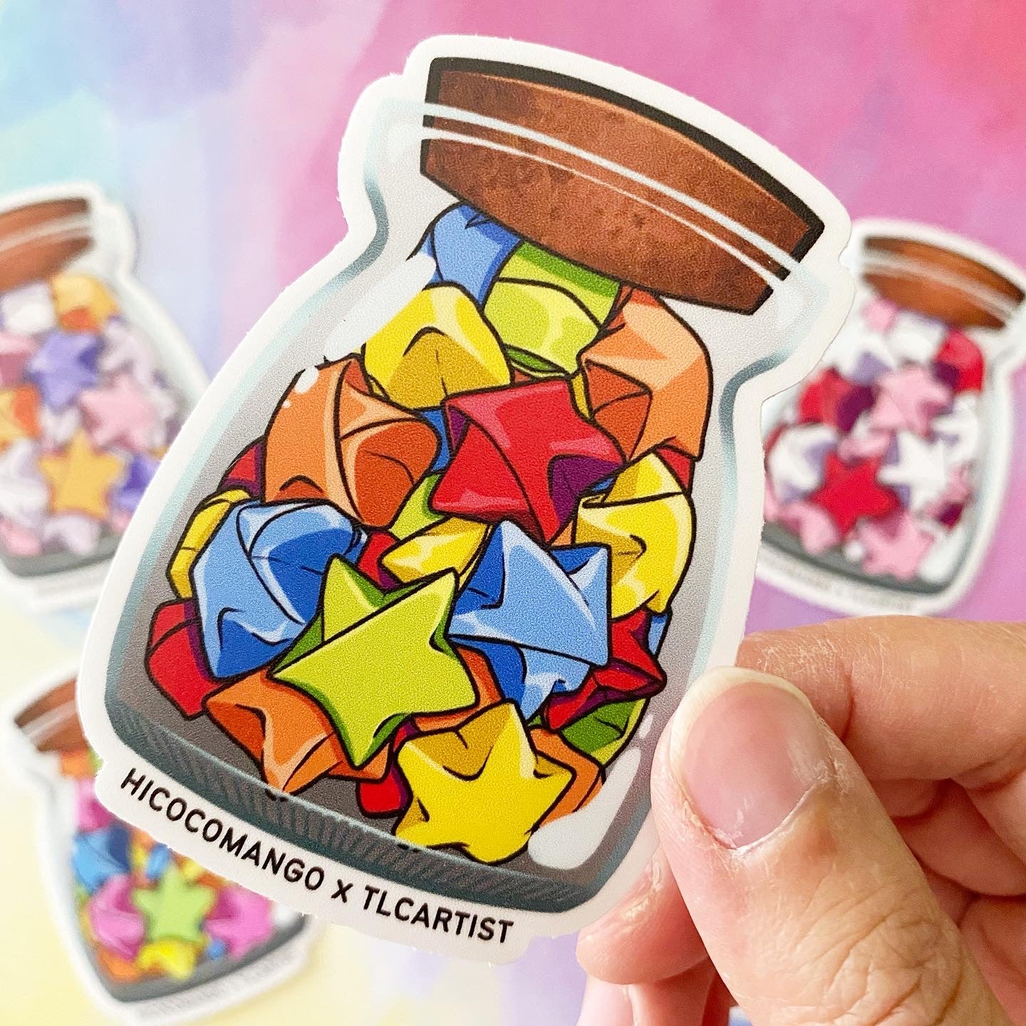 Origami Lucky Star Jar Sticker