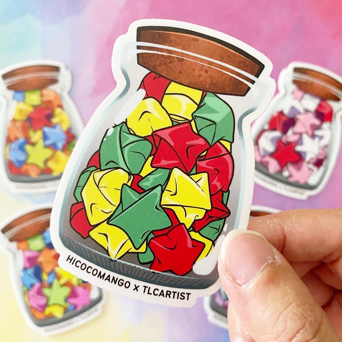 Origami Lucky Star Jar Sticker