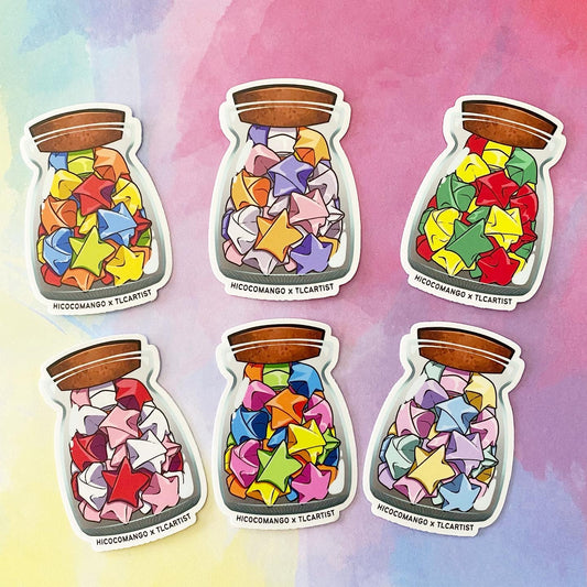 Origami Lucky Star Jar Sticker