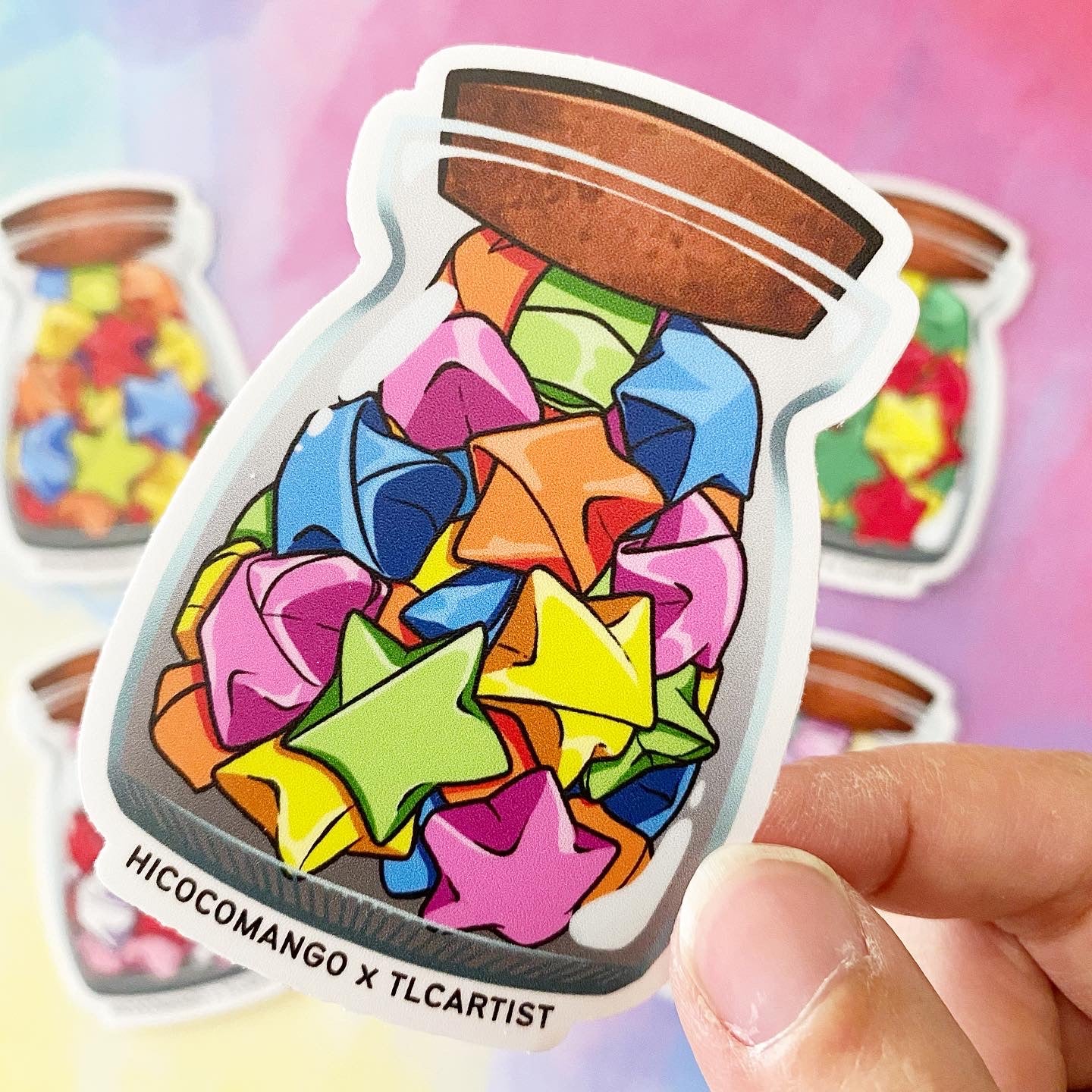 Origami Lucky Star Jar Sticker