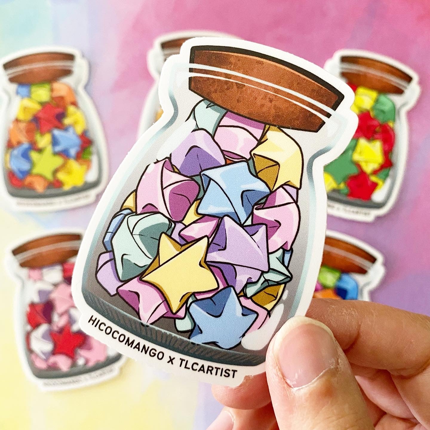 Origami Lucky Star Jar Sticker